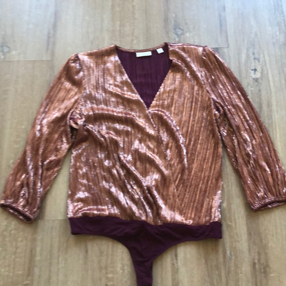NWOT Pink Shimmer Body With 3/4 Length Sleeves